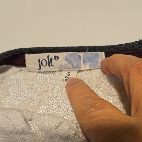 Jolt Boho Red and White Long Sleeve Blouse S - Picture 4 of 4